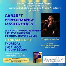 South Florida Cabaret Singers to Host Teen Master Class with Corinna Sowers Adler
