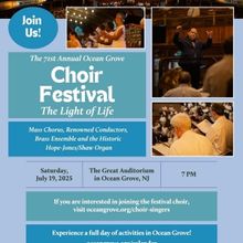 71st Annual Ocean Grove Choir Festival Will Celebrate 'The Light of Life' on July 19