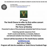 The Verdi Chorus Offers Its First Online Concert Tomorrow Night April 18