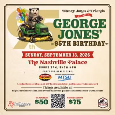 Nancy Jones & Friends to Celebrate GEORGE JONES' 95th Birthday at Nashville Palace