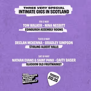 Phone-free gigs in May to raise money for CALM
