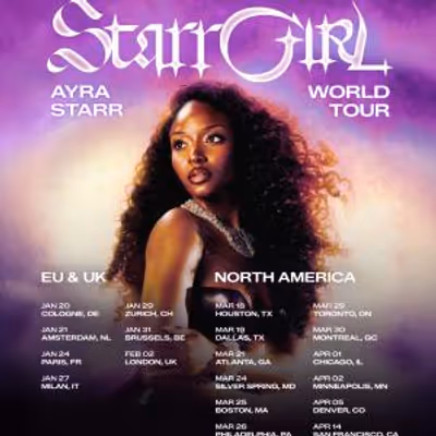 Ayra Starr to Launch STARRGIRL World Tour January–April 2027