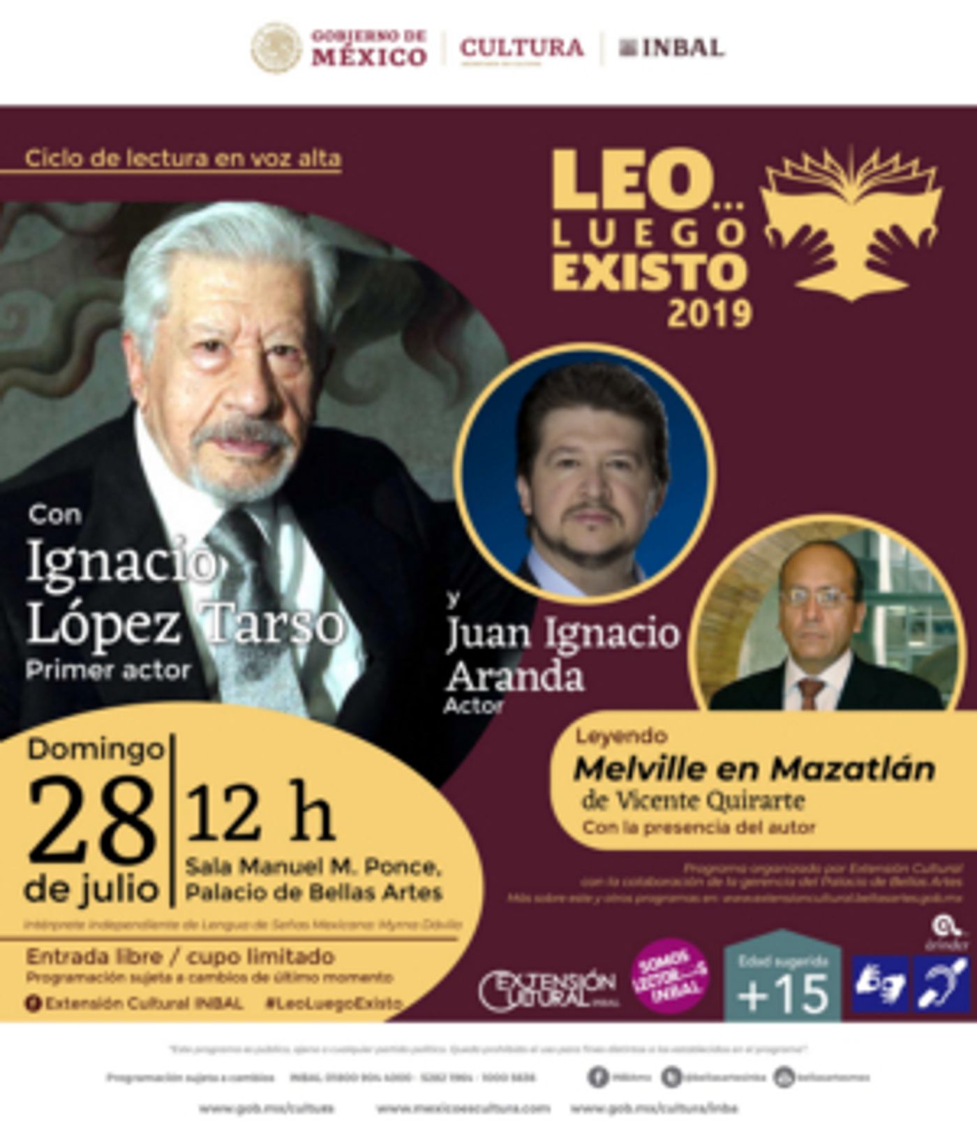 El primer actor Ignacio López Tarso y el actor Juan Ignacio Aranda leerán fragmentos de Melville en Mazatlán, de Vicente Quirarte  Image
