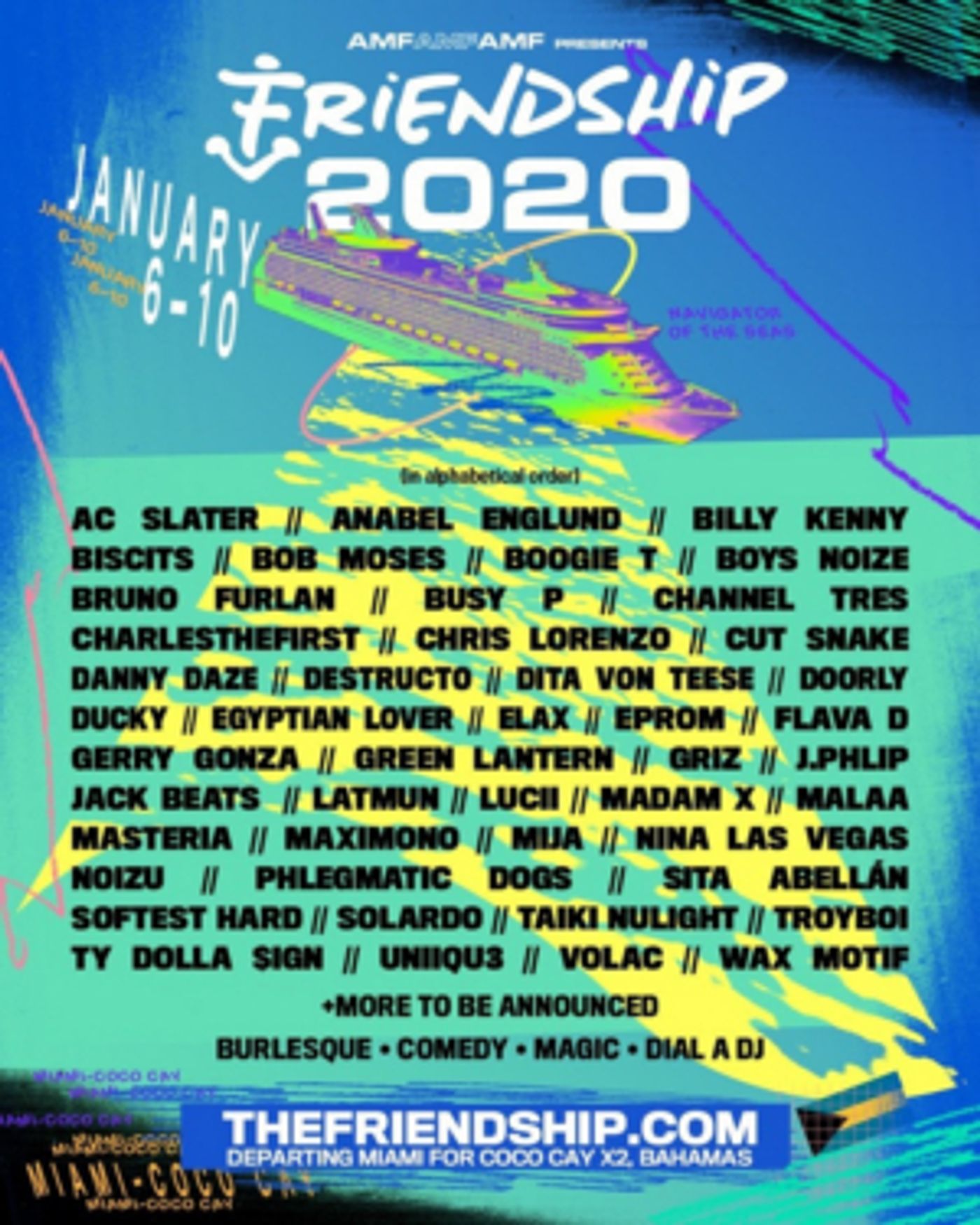 FRIENDSHIP Music Cruise January 2020 Announces Talent With GRiZ, TroyBoi, Ty Dolla $ign, DESTRUCTO and More  Image
