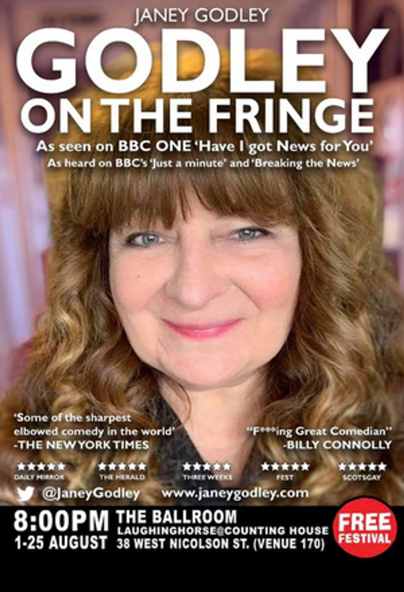 EDINBURGH 2019: Review: GODLEY ON THE FRINGE, Laughing Horse @ The Counting House  Image