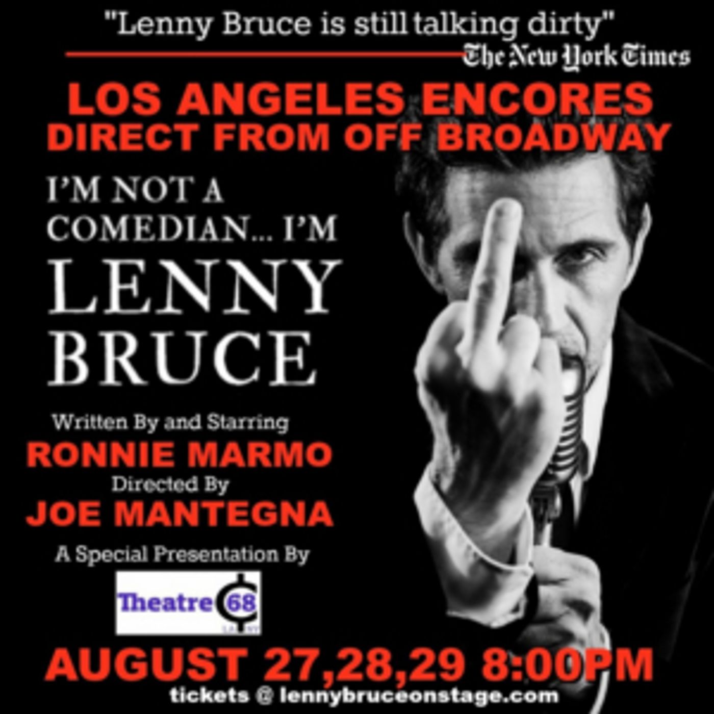 Review: I AM NOT A COMEDIAN…I'M LENNY BRUCE Back in Town Honoring His Comedic Genius and Dedication to Free Speech Prior to National Tour Review: I AM NOT A COMEDIAN…I'M LENNY BRUCE Back in Town Honoring His Comedic Genius and Dedication to Free Speech Prior to National Tour Image