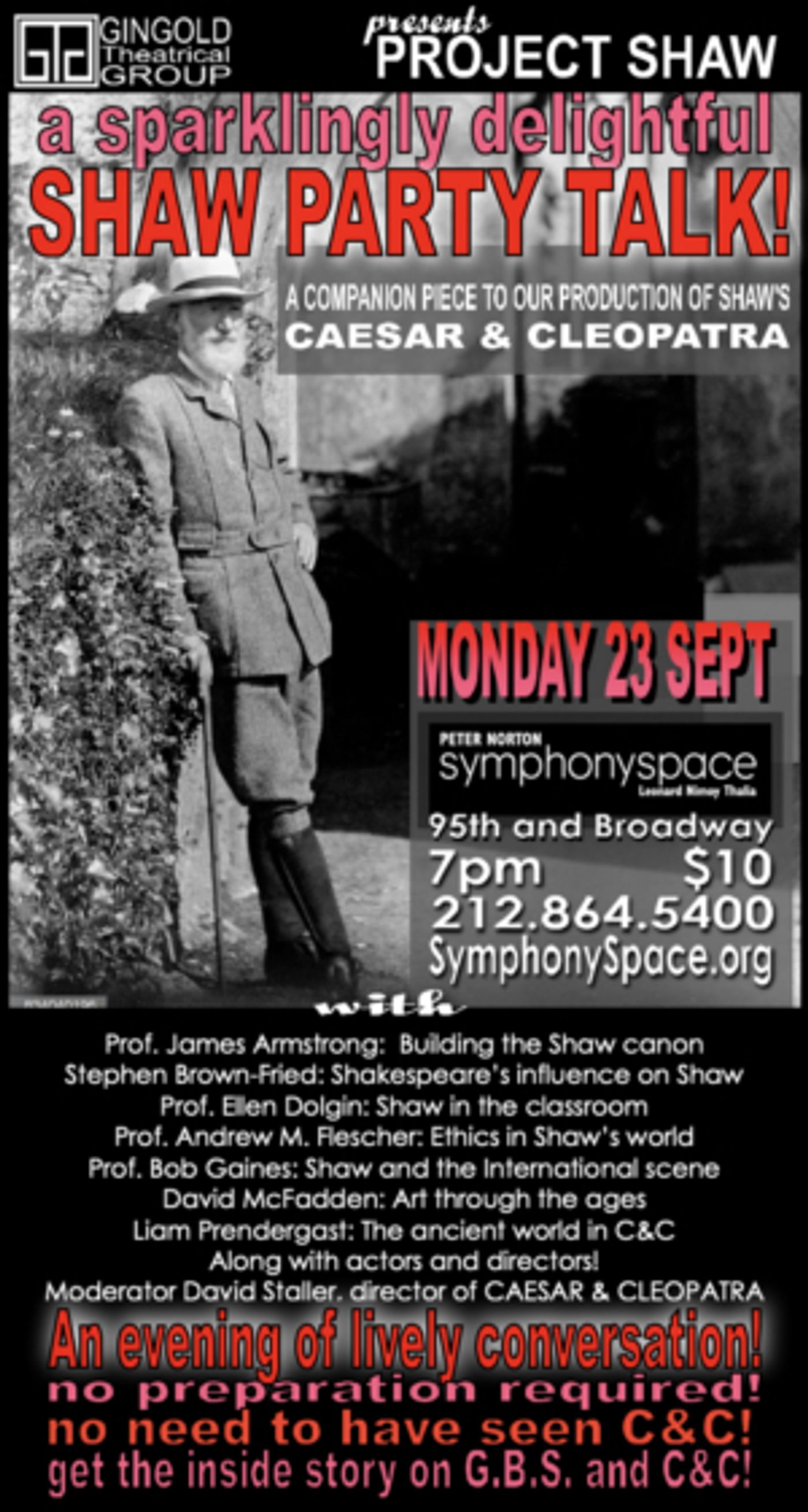 Gingold Theatrical Group Continues Project Shaw with A SCINTILLATING SHAW PARTY  Image