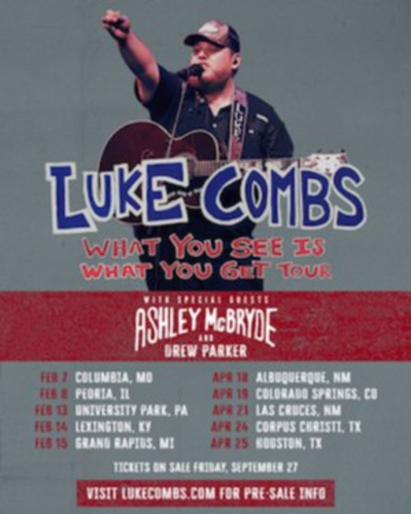 Luke Combs Announces 2020 'What You See Is What You Get Tour'  Image