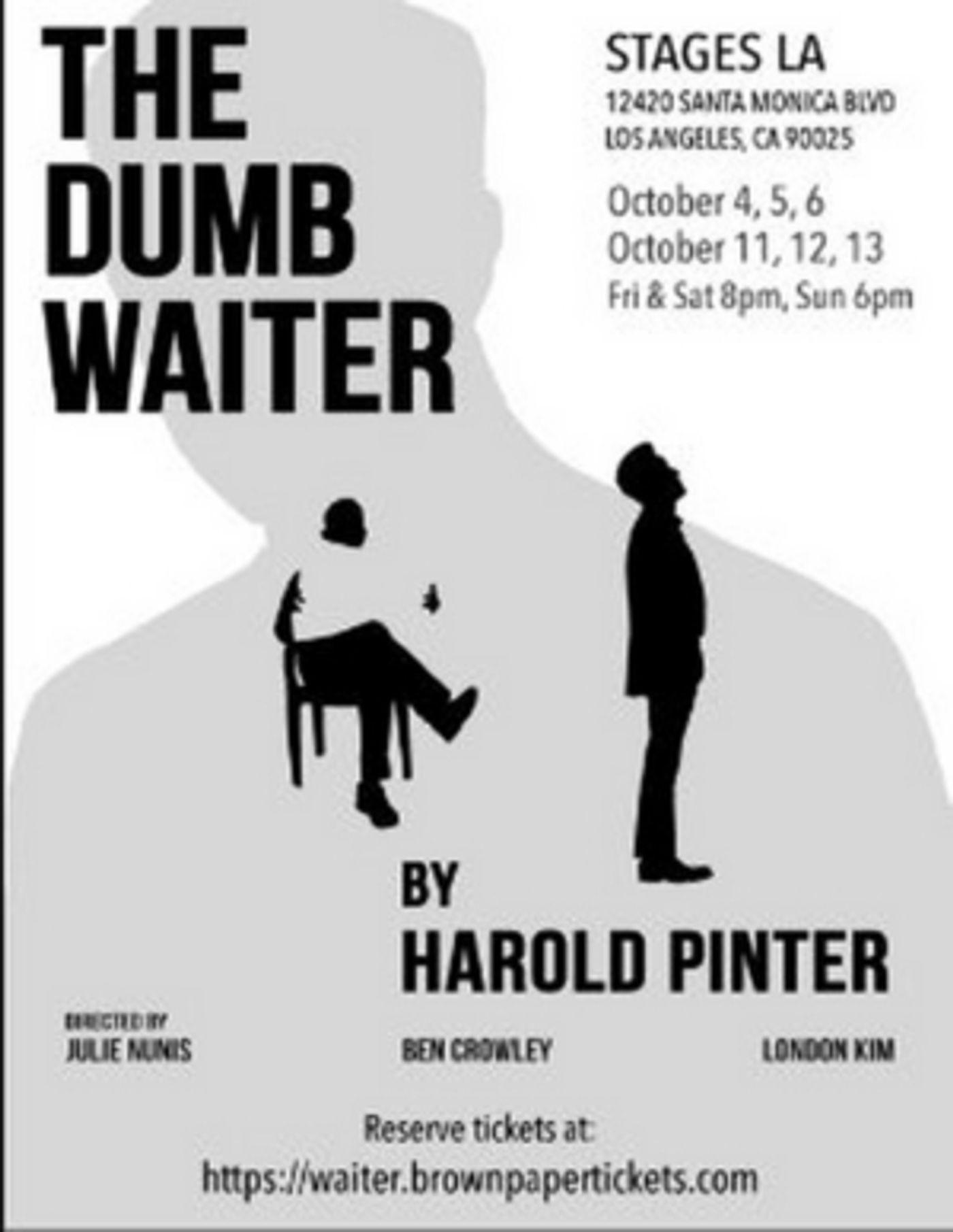 THE DUMB WAITER Comes to Stages LA THE DUMB WAITER Comes to Stages LA Image