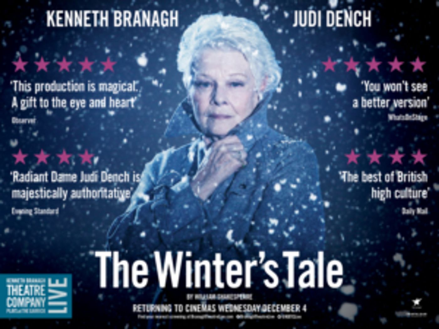 THE WINTER'S TALE Starring Kenneth Branagh and Judi Dench Returns to Cinemas in December  Image