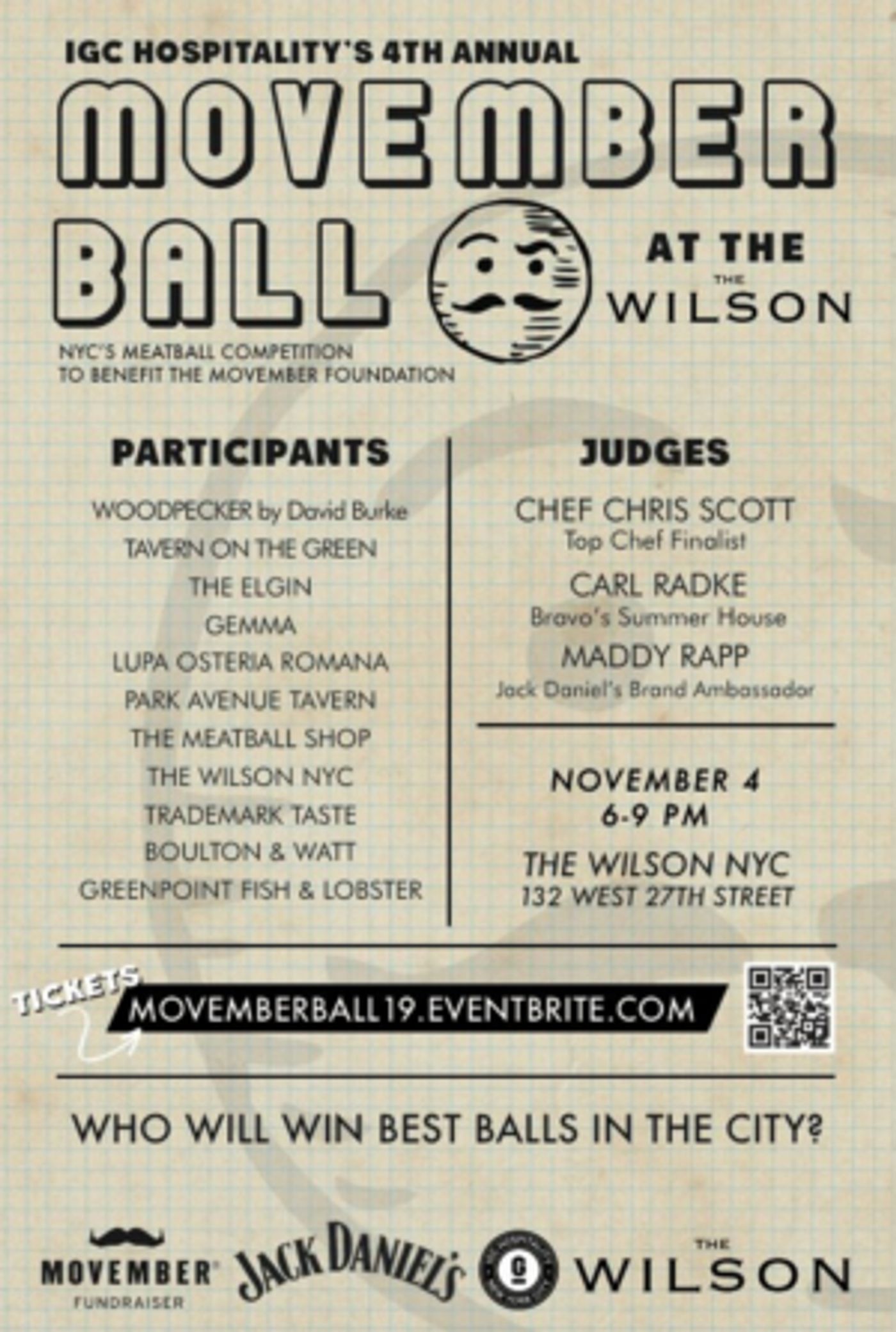 MOVEMBER BALL by ICG Hospitality to Benefit The Movember Foundation at The Wilson in NYC on 11/4  Image