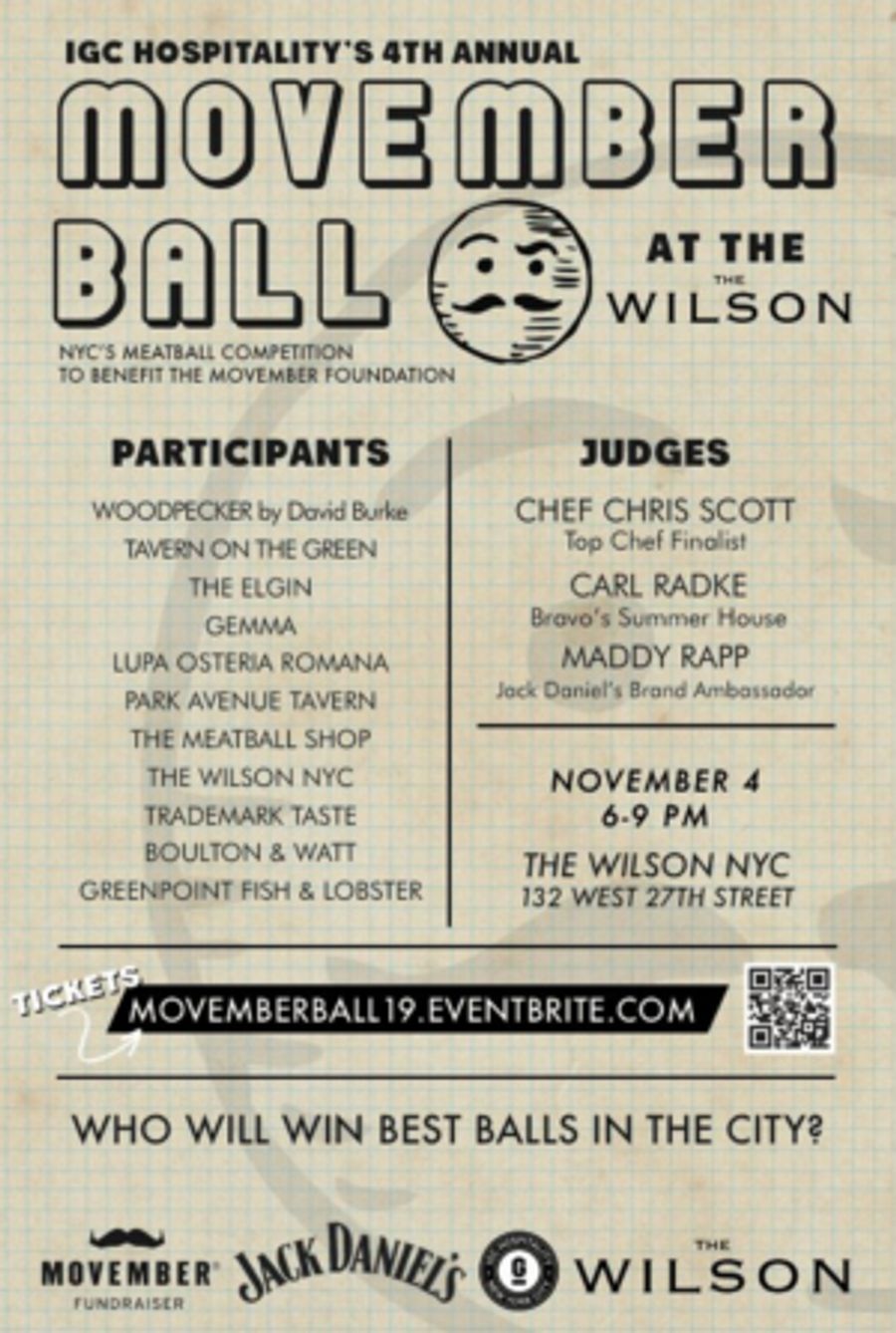 MOVEMBER BALL by ICG Hospitality to Benefit The Movember Foundation at The Wilson in NYC on 11/4 Image