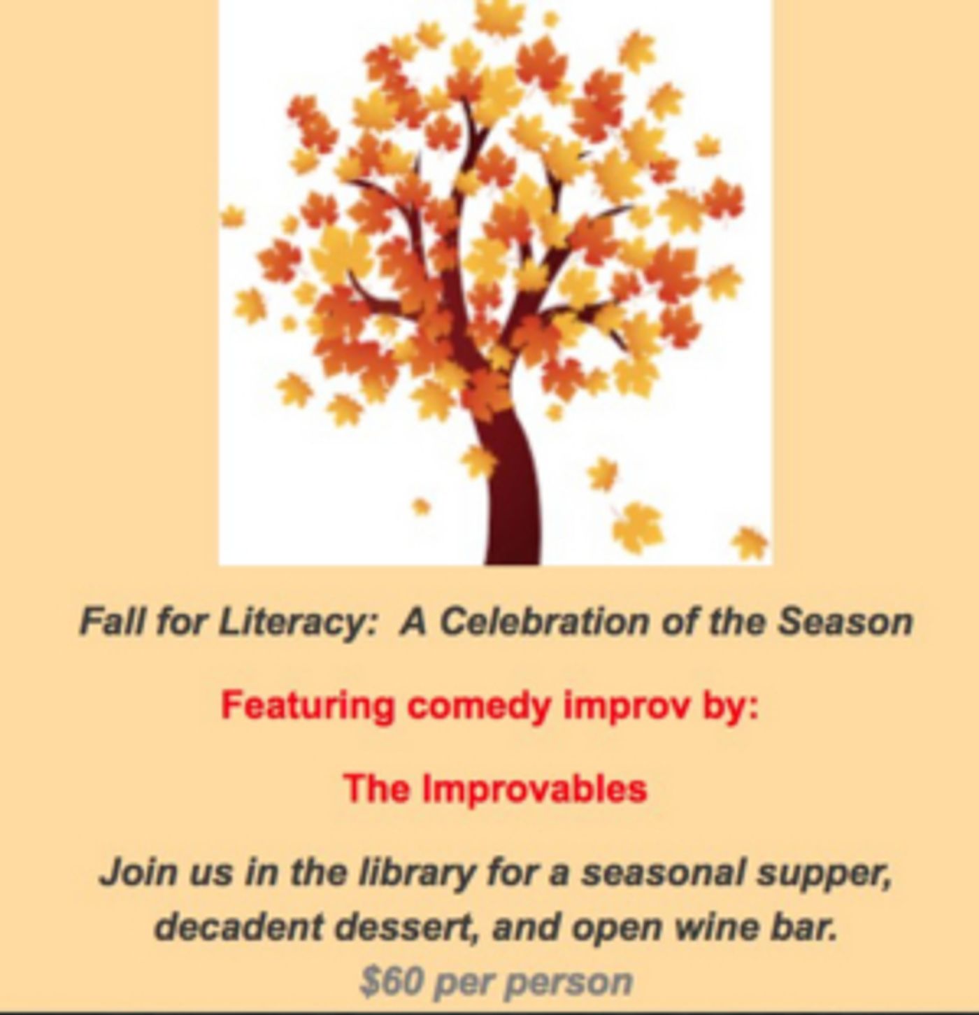 FALL FOR LITERACY, A CELEBRATION OF THE SEASON to Benefit LVSC on 10/25 at Bridgewater Public Library  Image