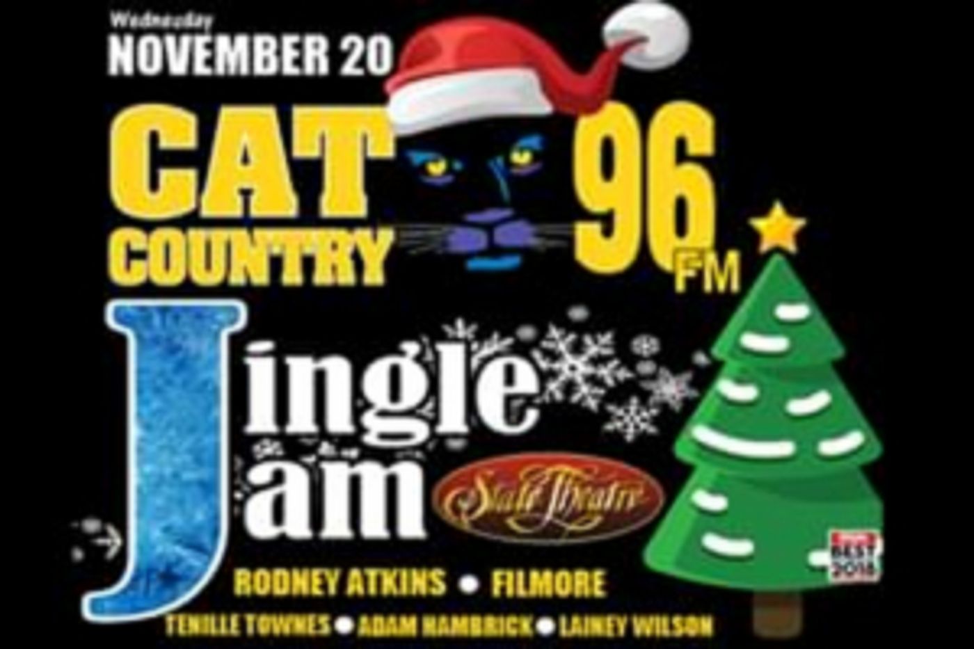 Cat Country 96 Jingle Jam Announces Lineup, Featuring Rodney Atkins, Filmore, Tenille Townes, & More! Cat Country 96 Jingle Jam Announces Lineup, Featuring Rodney Atkins, Filmore, Tenille Townes, & More! Image
