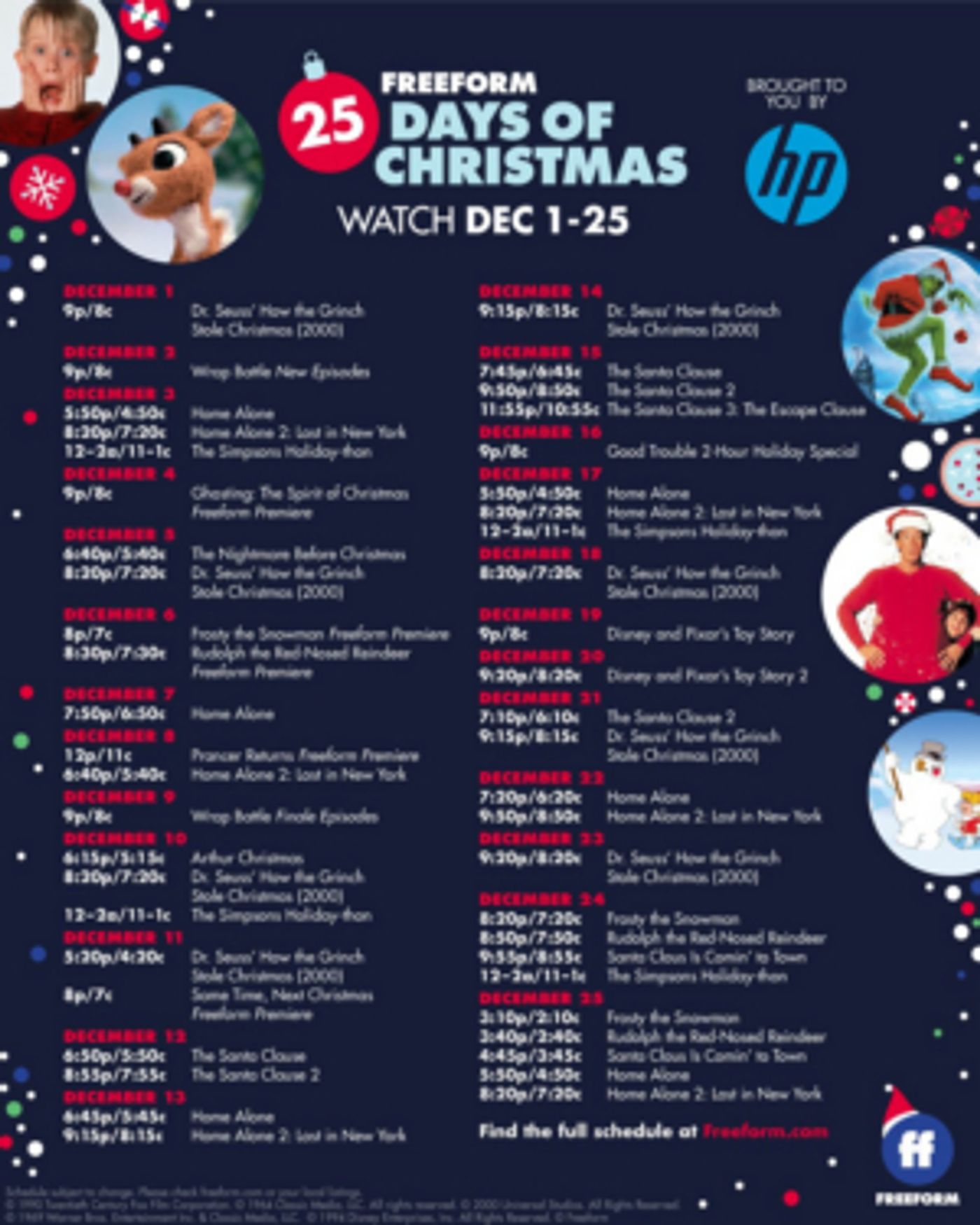 Freeform Announces the 25 DAYS OF CHRISTMAS Lineup  Image