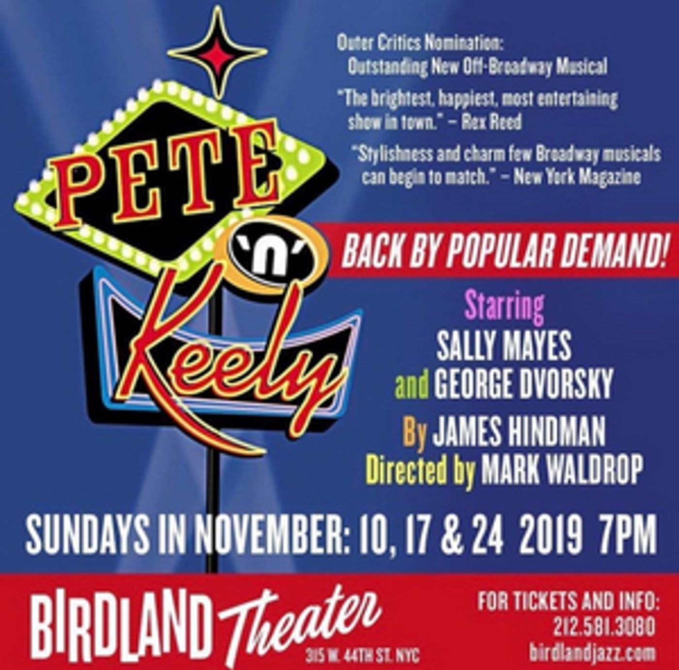 Interview: Sally Mayes And George Dvorsky of THE RETURN OF PETE N KEELY at Birdland  Image
