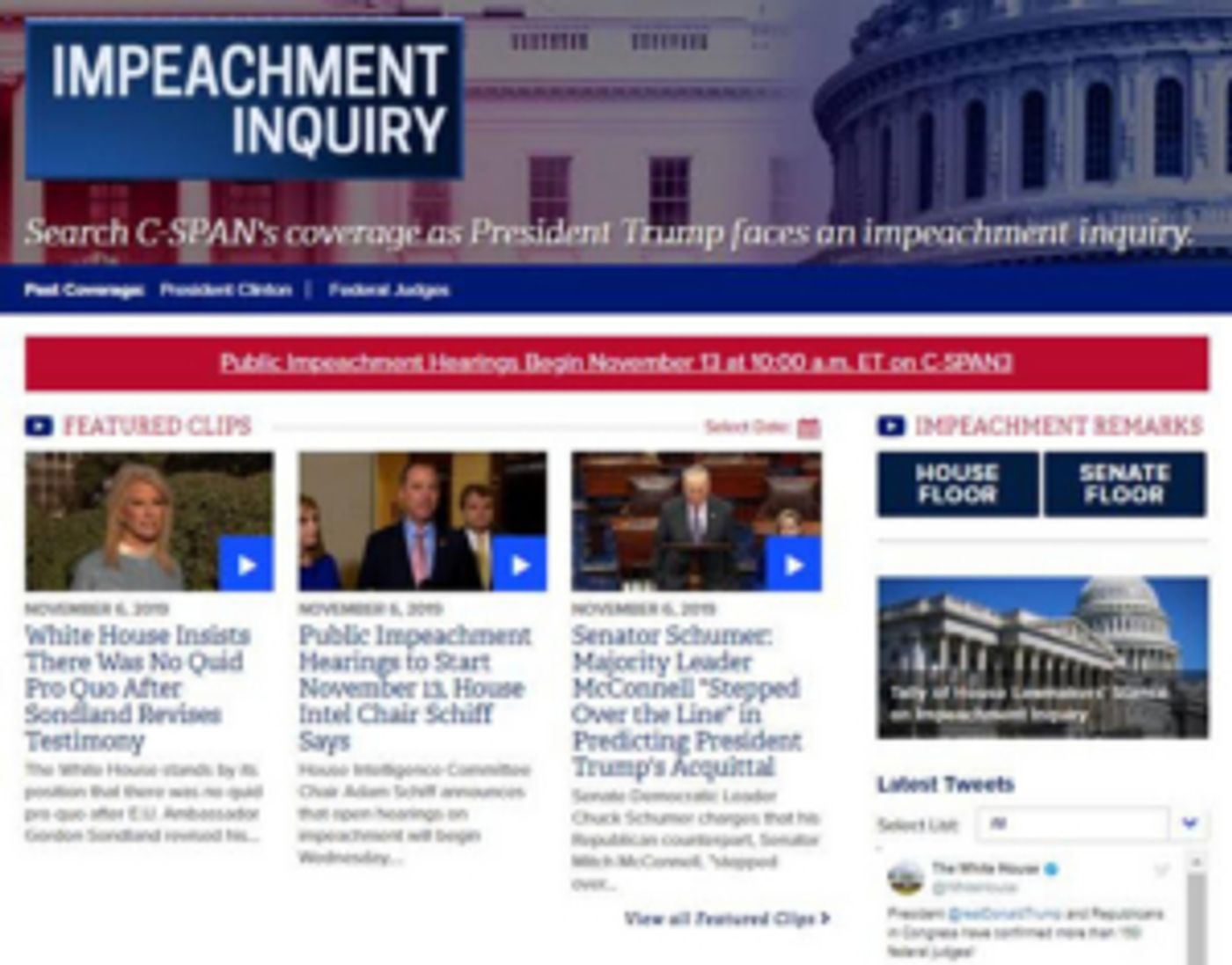C-SPAN Will Have LIVE Coverage of Open Impeachment Hearings C-SPAN Will Have LIVE Coverage of Open Impeachment Hearings Image