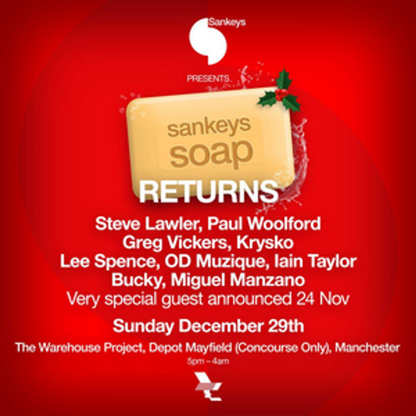 The Warehouse Project Announces the Return of Sankeys Soap The Warehouse Project Announces the Return of Sankeys Soap Image