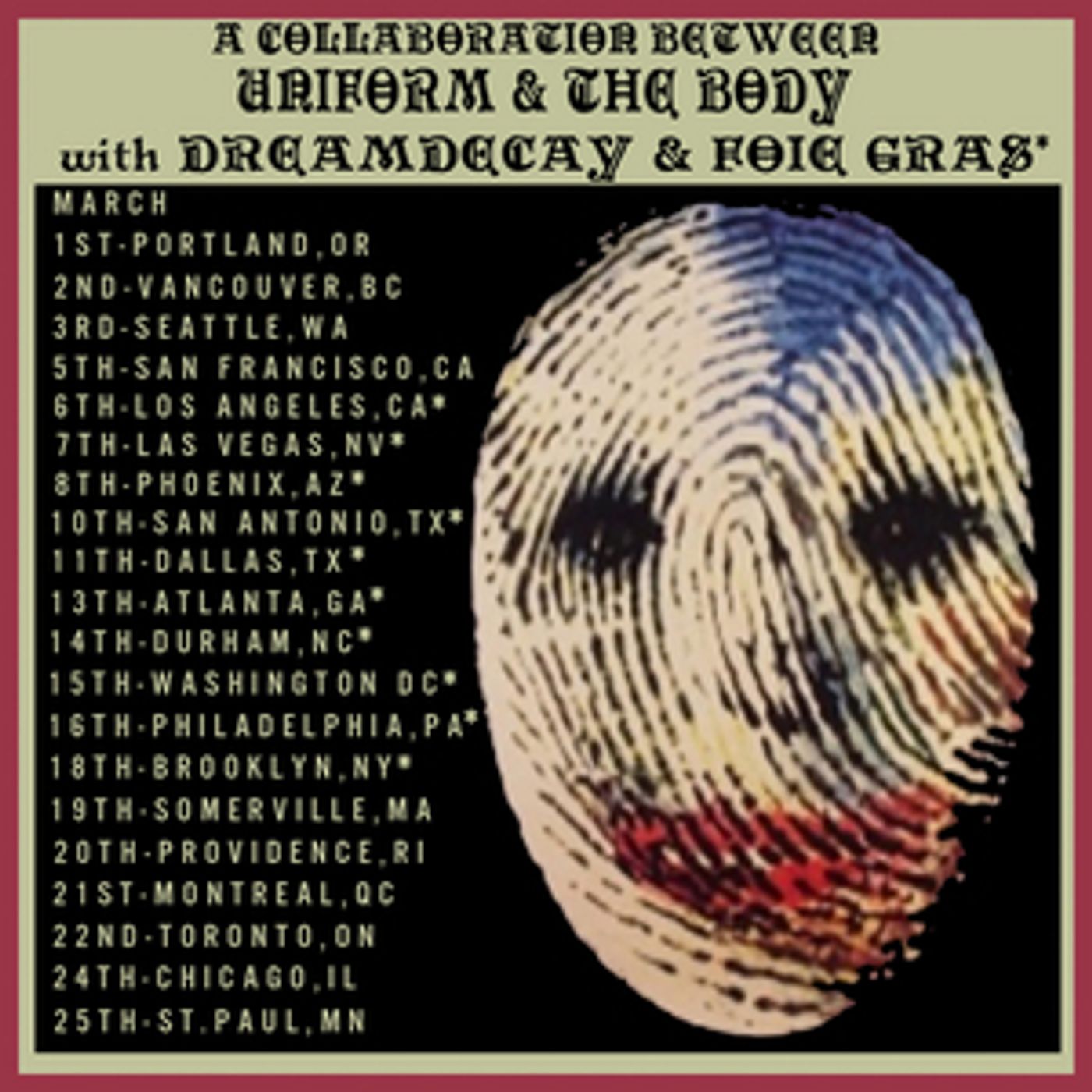 The Body Announce Collaborative Tour with Uniform Throughout March 2020 The Body Announce Collaborative Tour with Uniform Throughout March 2020 Image