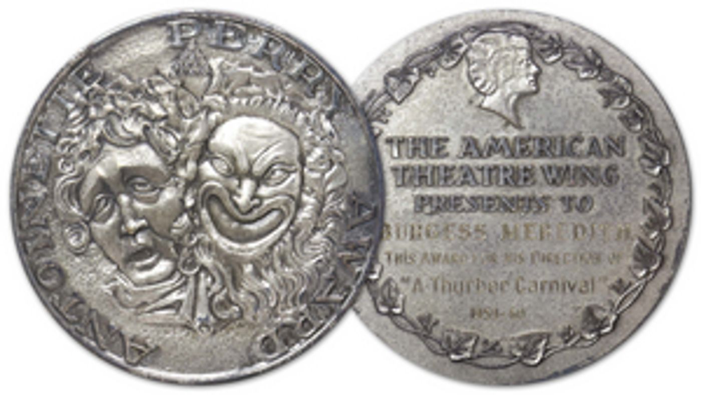 Burgess Meredith's 1960 Special Tony Award For Directing A THURBER CARNIVAL Will Be Auctioned Burgess Meredith's 1960 Special Tony Award For Directing A THURBER CARNIVAL Will Be Auctioned Image