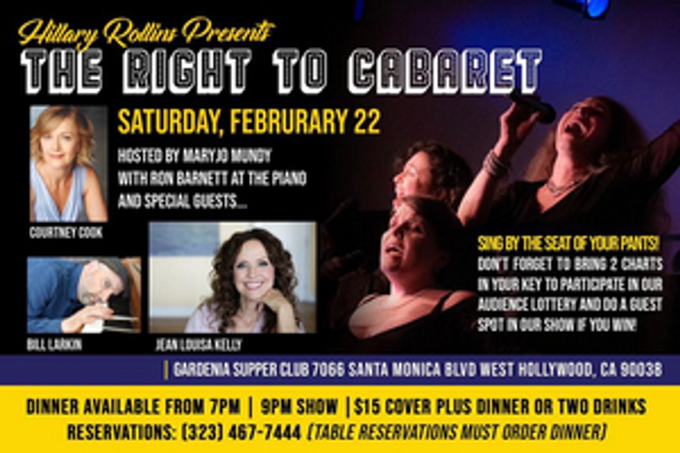 Hillary Rollins Presents THE RIGHT TO CABARET at The Gardenia Supper Club  Image