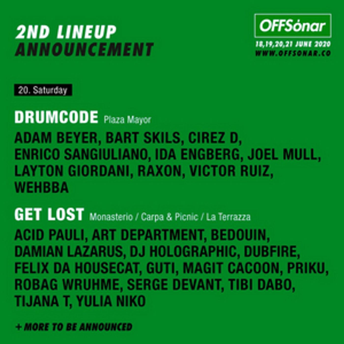 Offsonar 2020 Reveal Lineups For Get Lost's European Debut And Drumcode Offsonar 2020 Reveal Lineups For Get Lost's European Debut And Drumcode Image