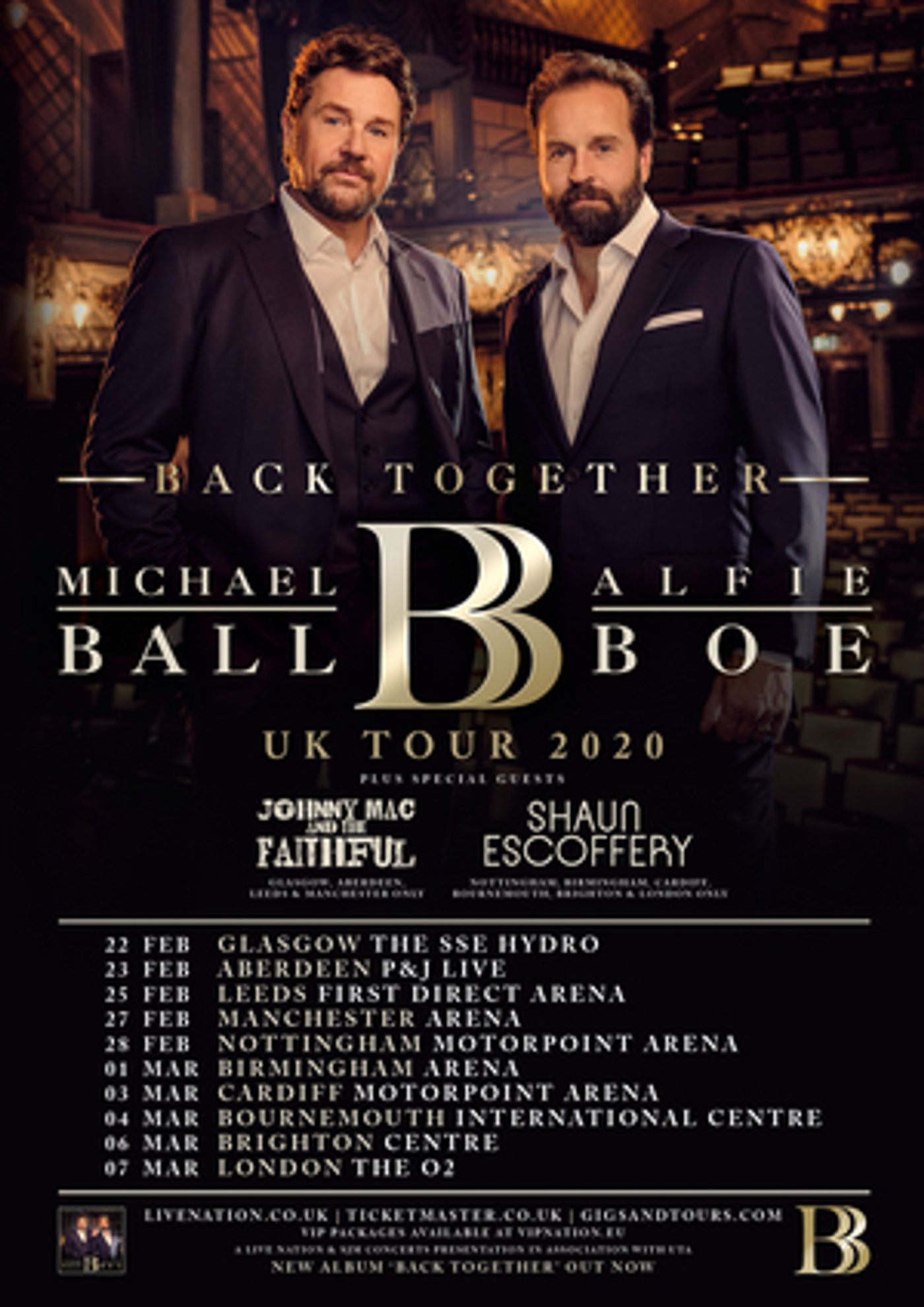 Michael Ball and Alfie Boe Announce Special Guests Johnny Mac & The Faithful and Shaun Escoffery For The 'Back Together' 2020 Tour Michael Ball and Alfie Boe Announce Special Guests Johnny Mac & The Faithful and Shaun Escoffery For The 'Back Together' 2020 Tour Image