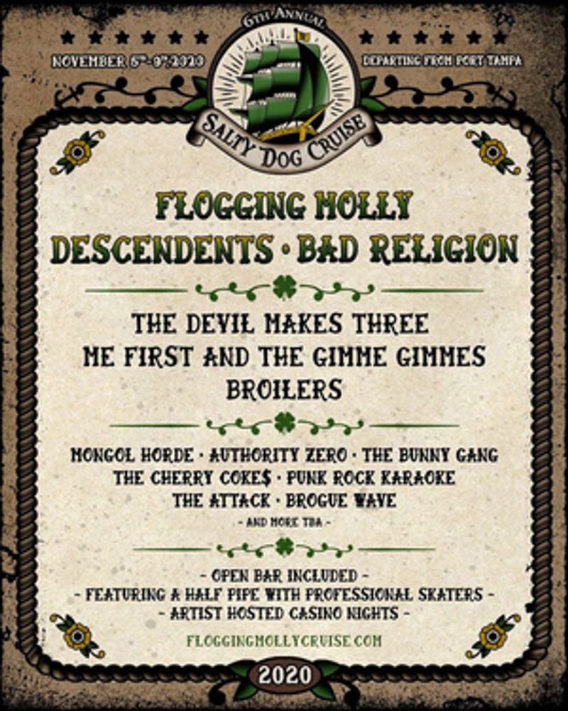 Flogging Molly's Salty Dog Cruise 2020 Lineup Announced Feat. Descendents, Bad Religion, & More Image