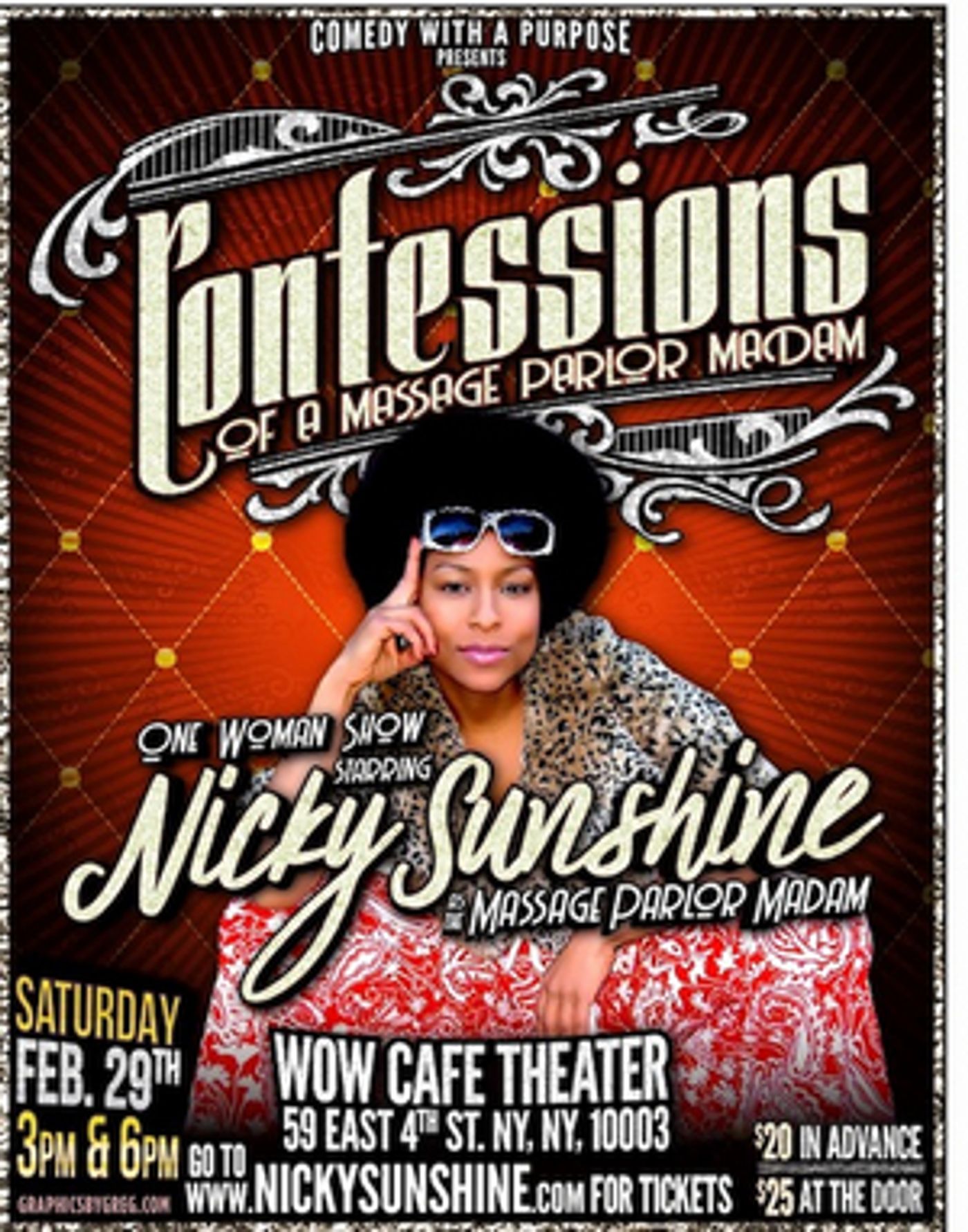 Nicky Sunshine Brings Solo Show CONFESSIONS OF A MASSAGE PARLOR MADAM to WOW Cafe Theater Nicky Sunshine Brings Solo Show CONFESSIONS OF A MASSAGE PARLOR MADAM to WOW Cafe Theater Image