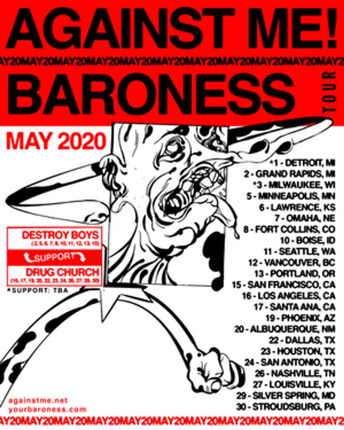 Against Me! and Baroness Announce May North American Co-Headline Tour Against Me! and Baroness Announce May North American Co-Headline Tour Image