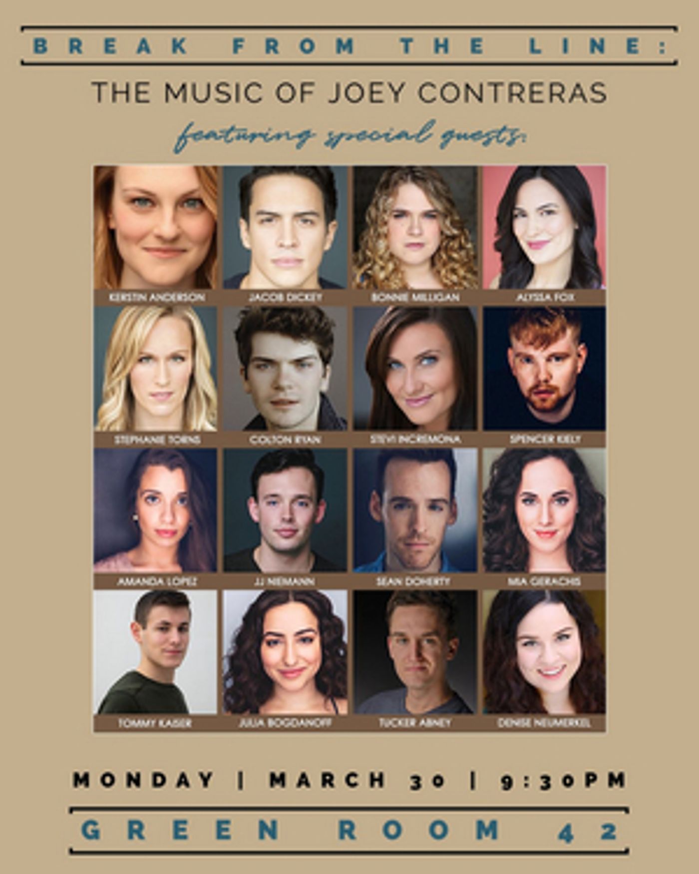 Bonnie Milligan, Alyssa Fox, Colton Ryan and More Join BREAK FROM THE LINE Concert at The Green Room 42  Image