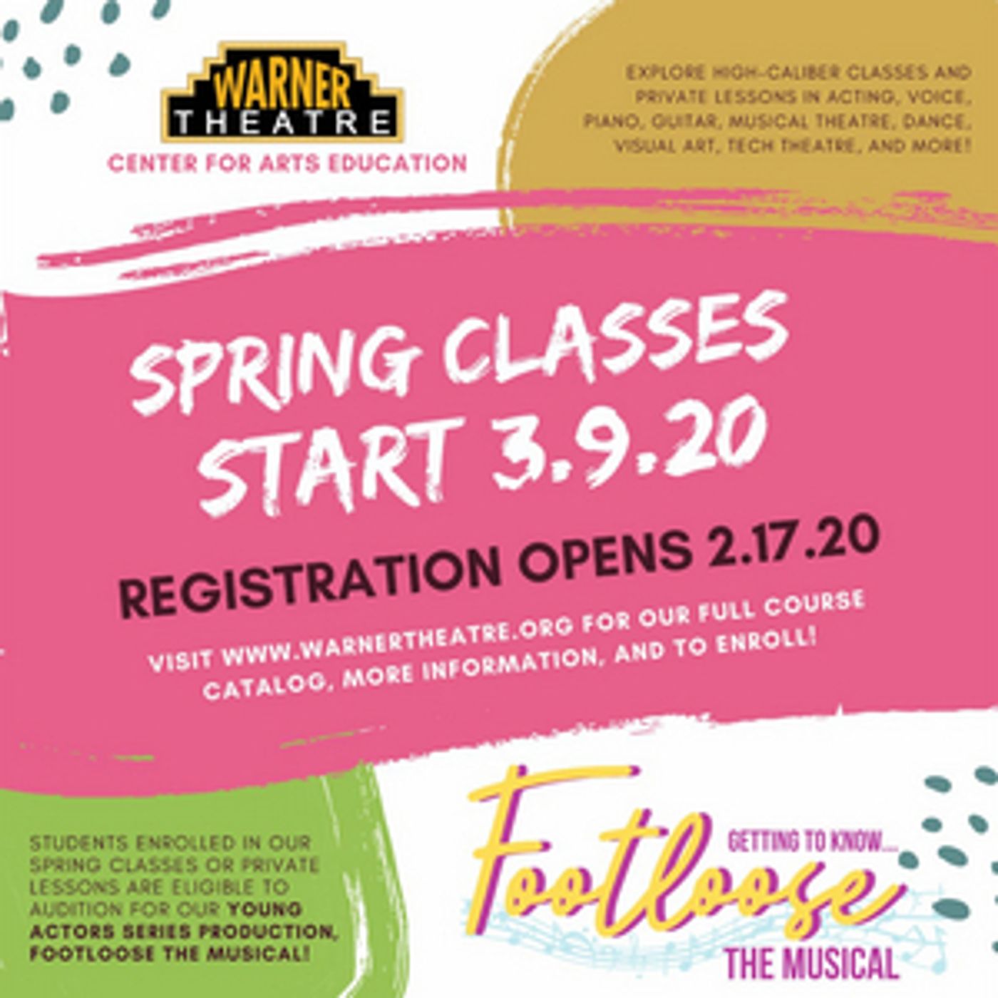 Warner Theatre Center for Arts Education Spring Term Classes to Begin Next Week Warner Theatre Center for Arts Education Spring Term Classes to Begin Next Week Image