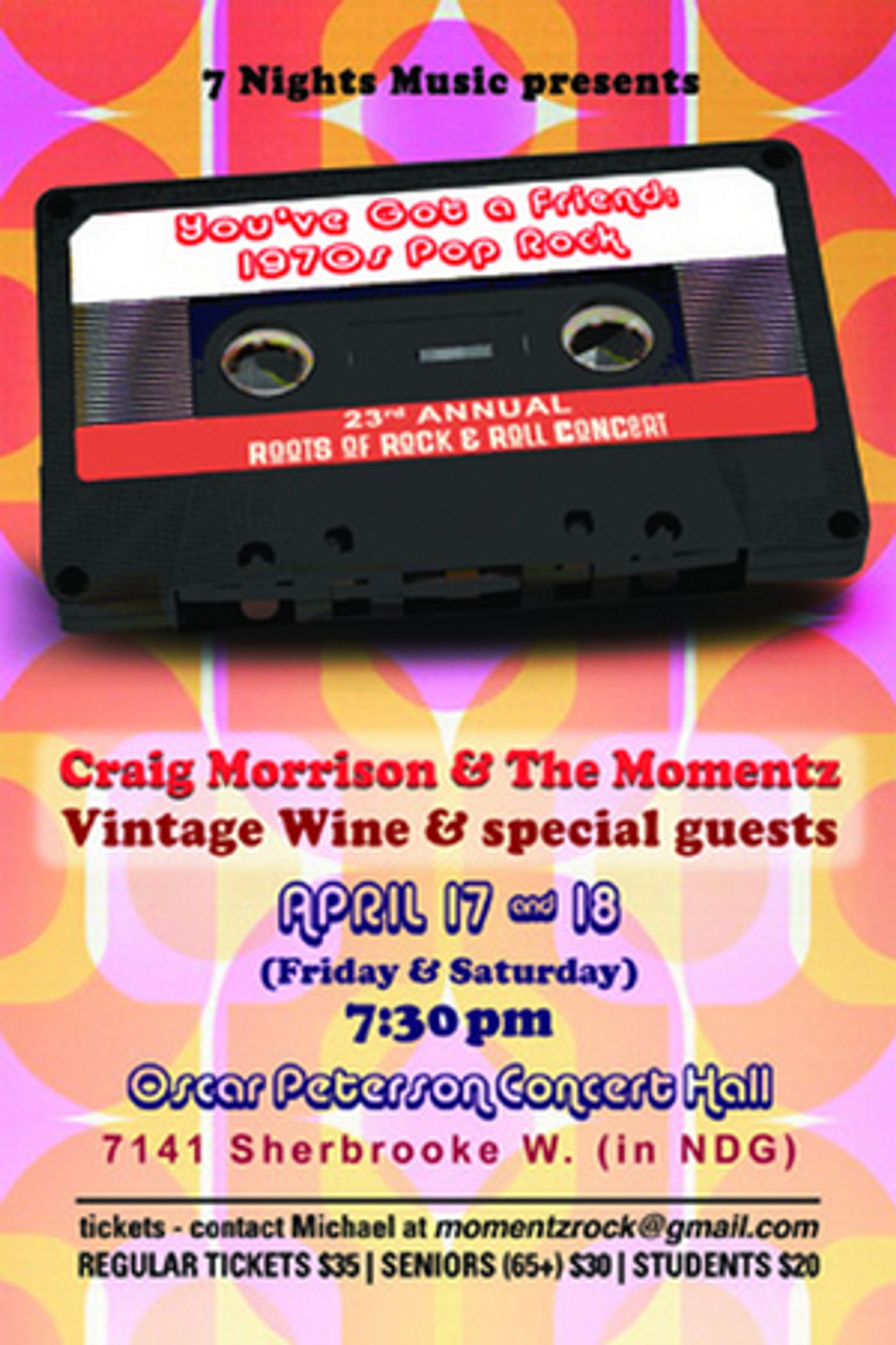 The 23rd Annual Roots of Rock & Roll Concert Comes to Oscar Peterson Concert Hall, Concordia University The 23rd Annual Roots of Rock & Roll Concert Comes to Oscar Peterson Concert Hall, Concordia University Image