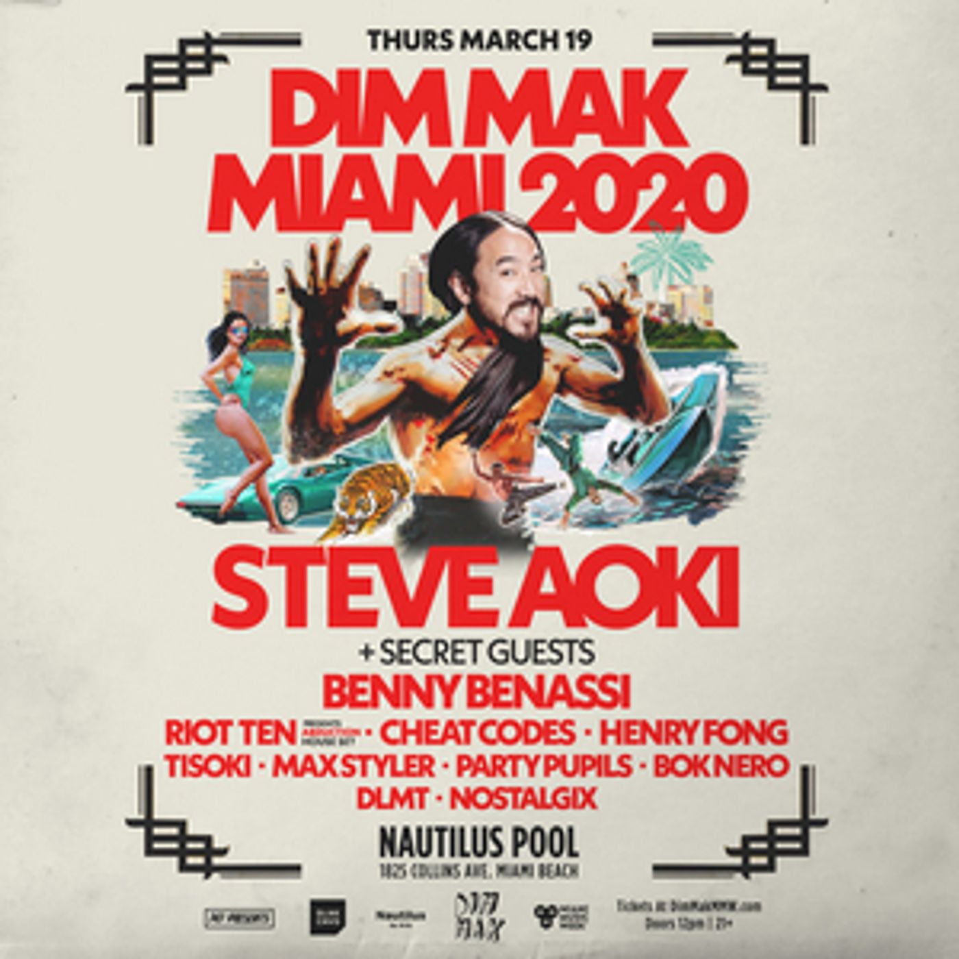 Steve Aoki, Benny Benassi, & More Announced for Dim Mak Miami 2020  Image