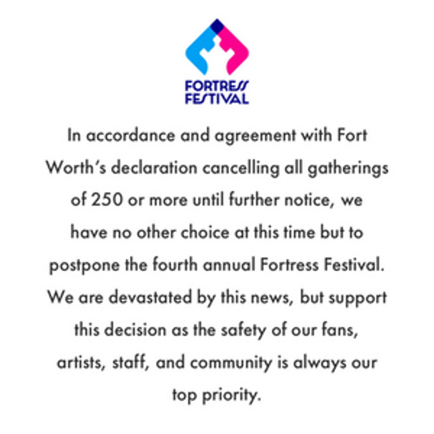 Fortress Festival Announces Postponement of Fourth Annual Music Festival Fortress Festival Announces Postponement of Fourth Annual Music Festival Image