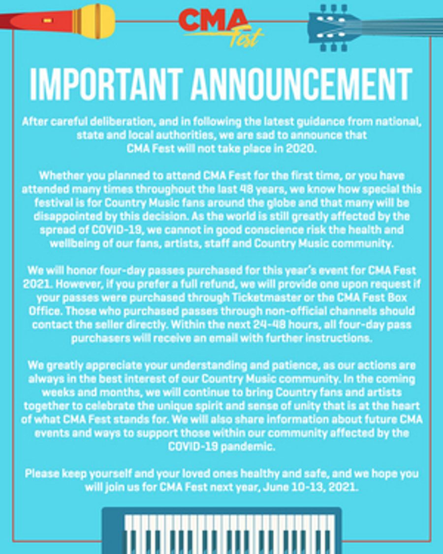 CMA FEST 2020 Has Been Cancelled Image