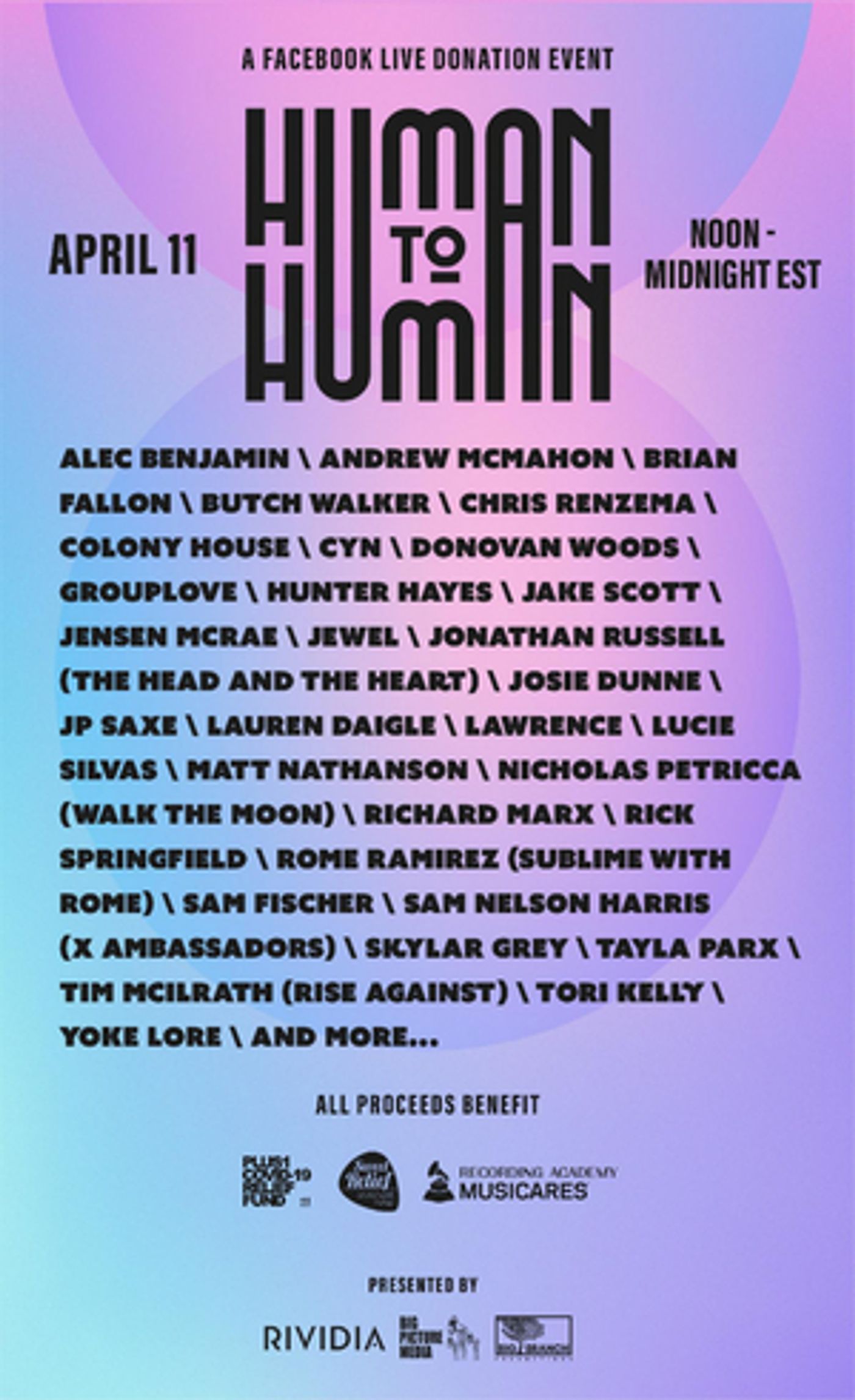 Grouplove, Hunter Hayes & More Join the Facebook Live Benefit Event 'Human to Human'  Image