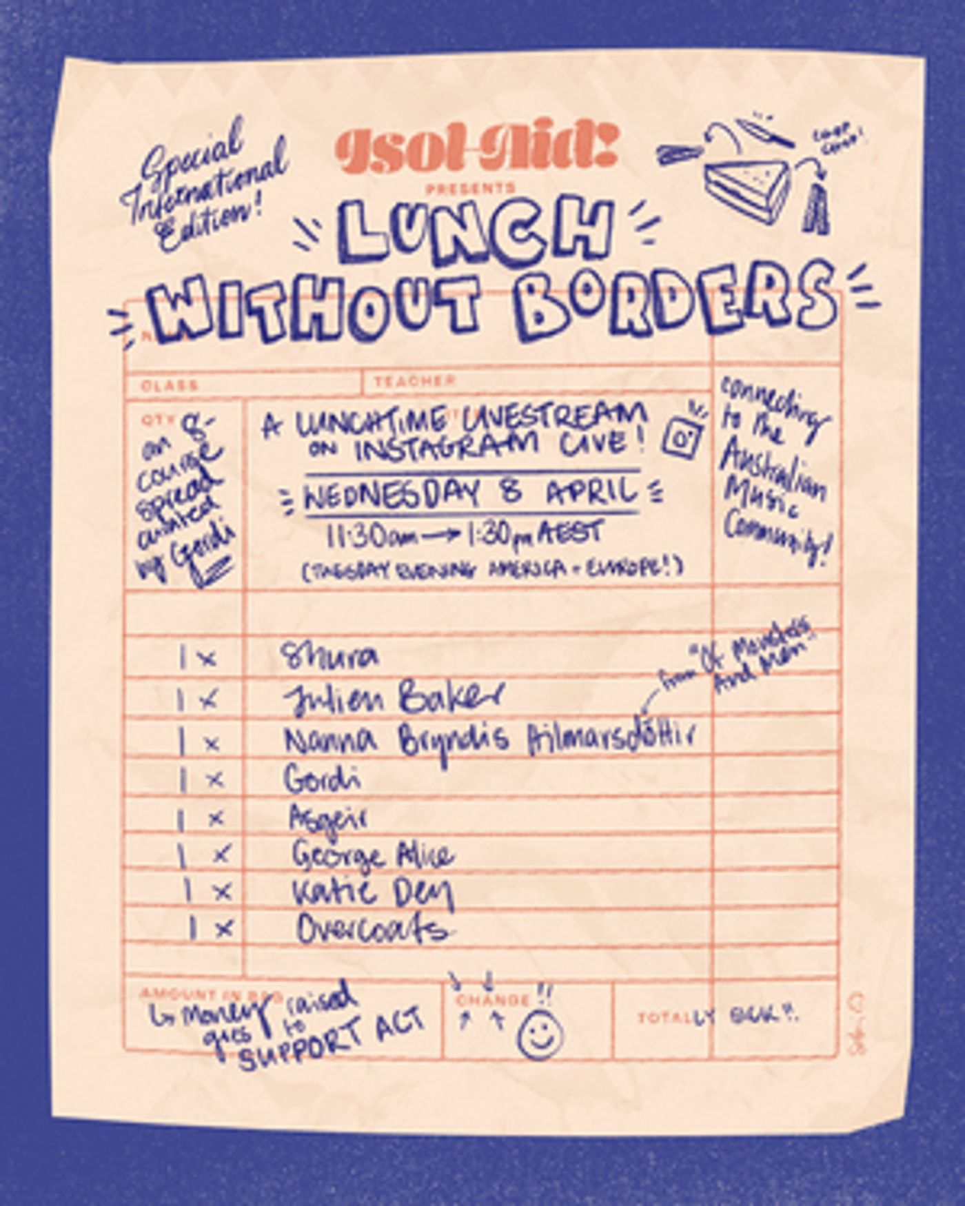 Gordi & Isol-Aid Present LUNCH WITHOUT BORDERS: An International Lunchtime Edition Of Isol-Aid  Image