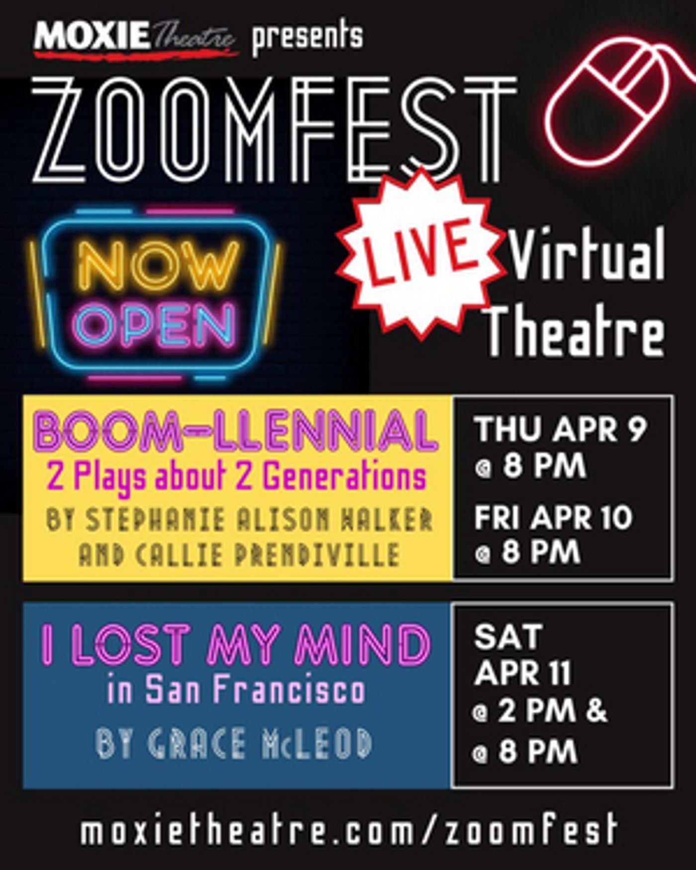 MOXIE Theatre has live virtual theatre for you to enjoy with ZOOMFEST  Image