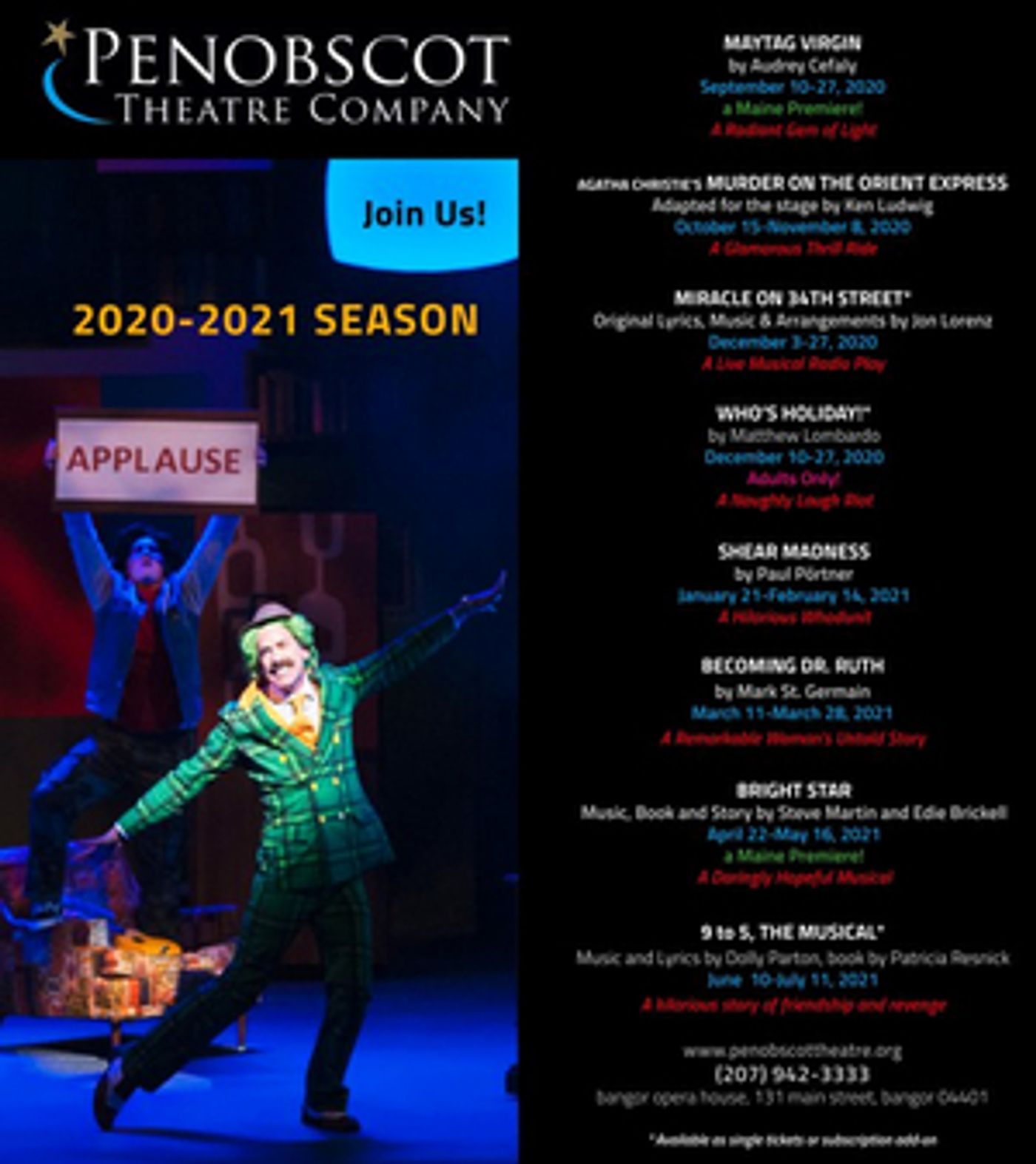 Penobscot Theatre Company Announces SHEAR MADNESS, BRIGHT STAR and More in 2020/2021 Season Penobscot Theatre Company Announces SHEAR MADNESS, BRIGHT STAR and More in 2020/2021 Season Image