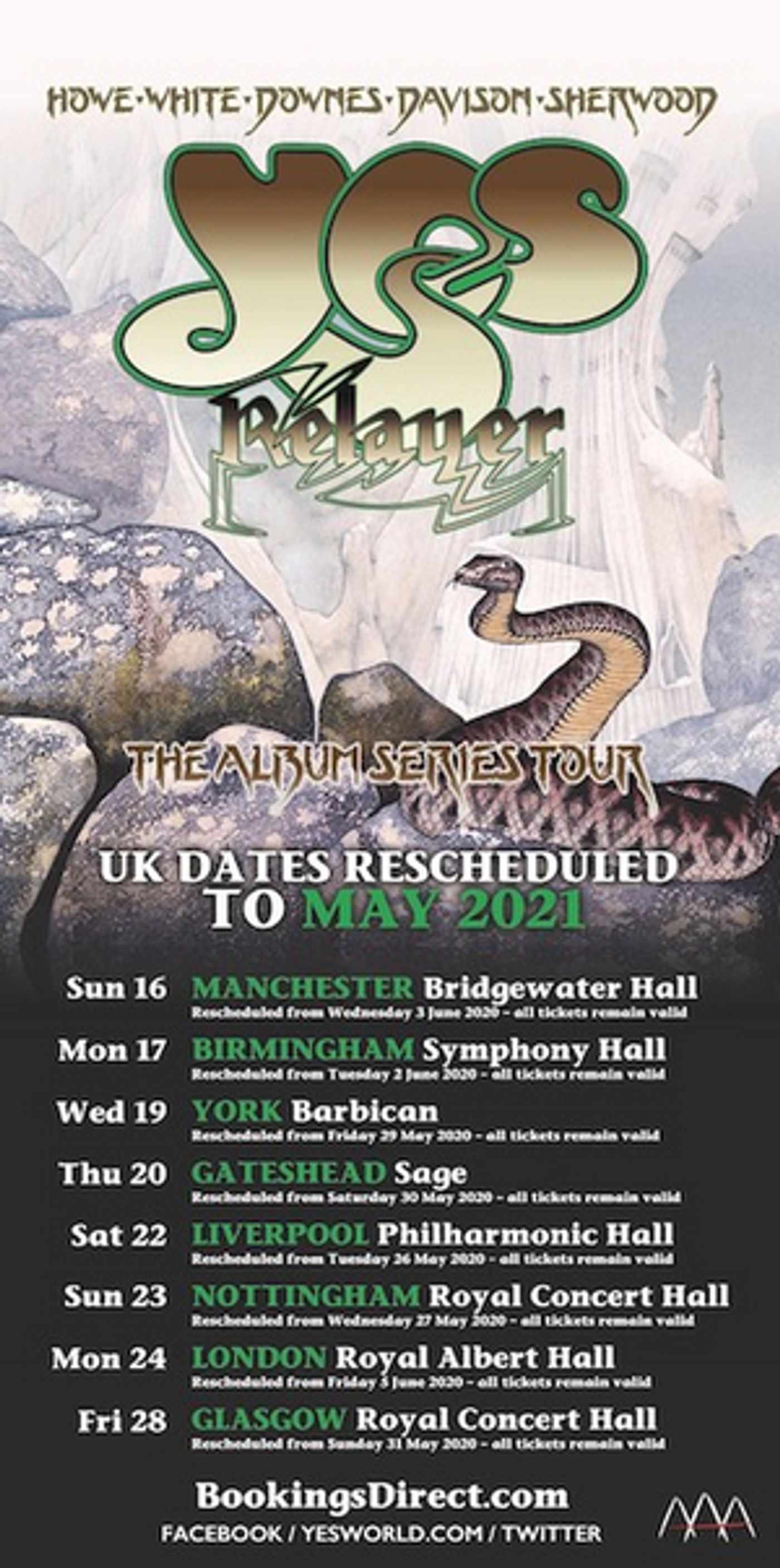 YES Announces Re-Scheduled UK & Eire Tour Dates for May 2021  Image