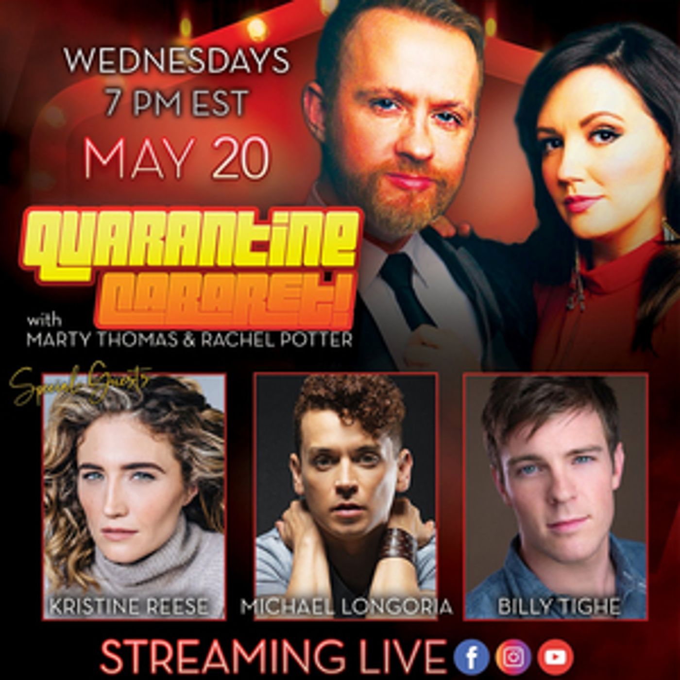 Michael Longoria, Billy Tighe and Kristine Reese to Join Tonight's Episode of QUARANTINE CABARET Michael Longoria, Billy Tighe and Kristine Reese to Join Tonight's Episode of QUARANTINE CABARET Image