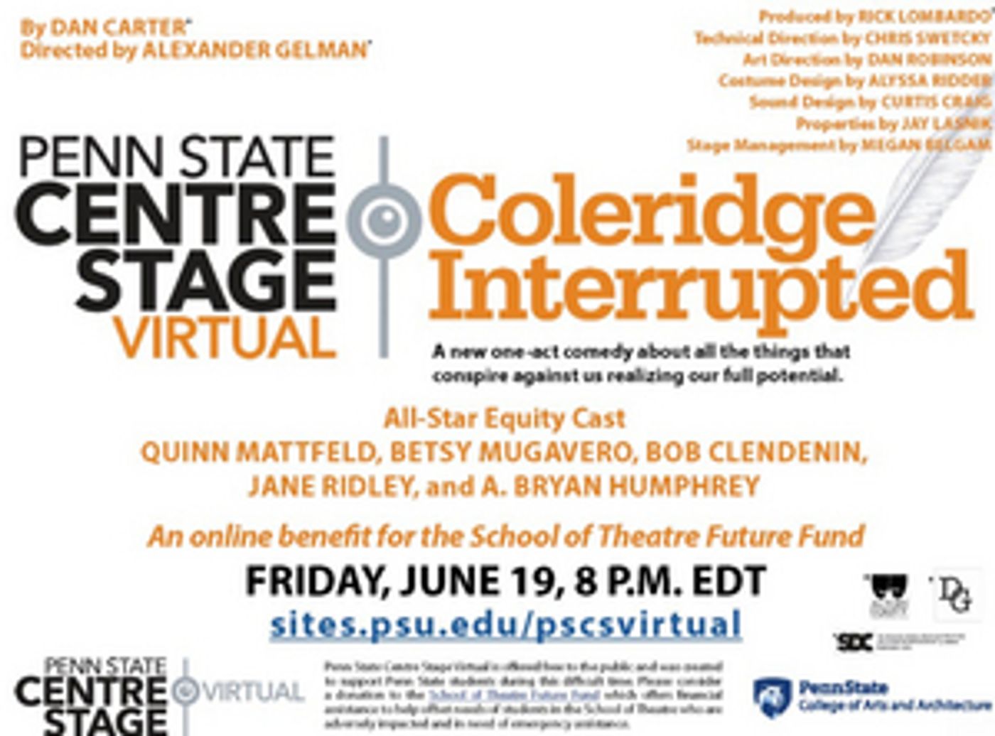 Penn State Centre Stage Virtual Will Present COLERIDGE INTERRUPTED  Image