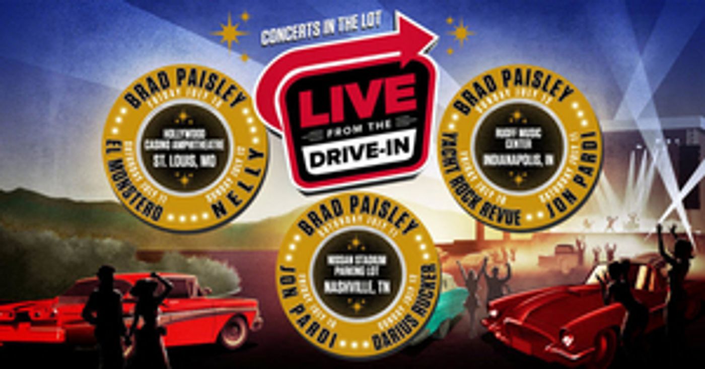 Brad Paisley To Headline Live Nation's First Ever 'Live From The Drive-In' Concert Series Brad Paisley To Headline Live Nation's First Ever 'Live From The Drive-In' Concert Series Image