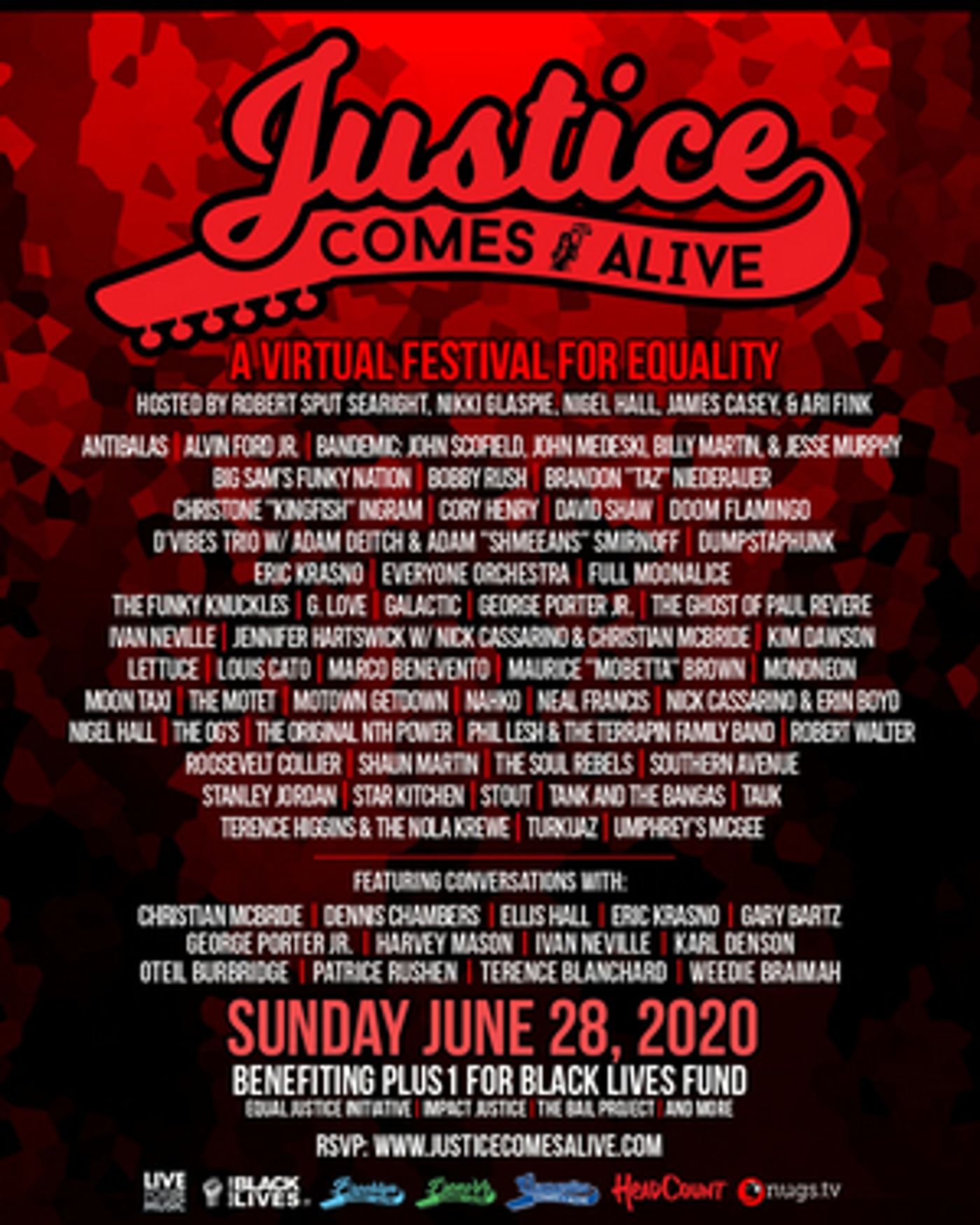Justice Comes Alive Announces 50+ Artists For Virtual Music Festival Benefiting Plus1 For Black Lives Fund  Image