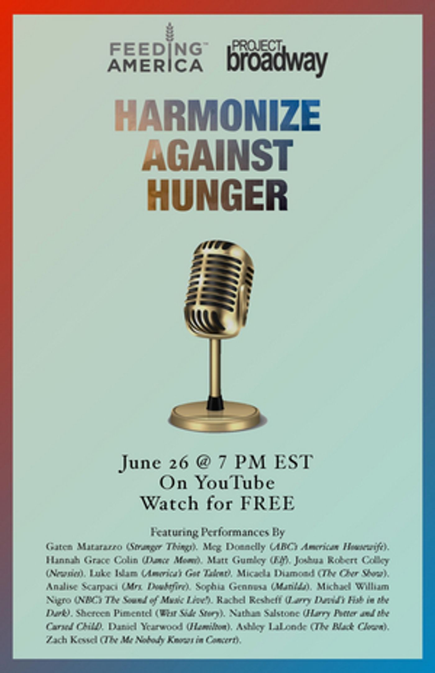 Next-Gen Artists Team Up for Virtual Benefit Concert HARMONIZE AGAINST HUNGER  Image