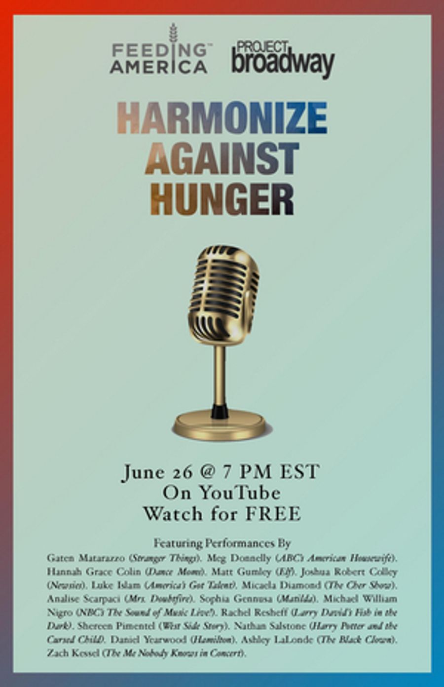 Next-Gen Artists Team Up for Virtual Benefit Concert HARMONIZE AGAINST HUNGER Image