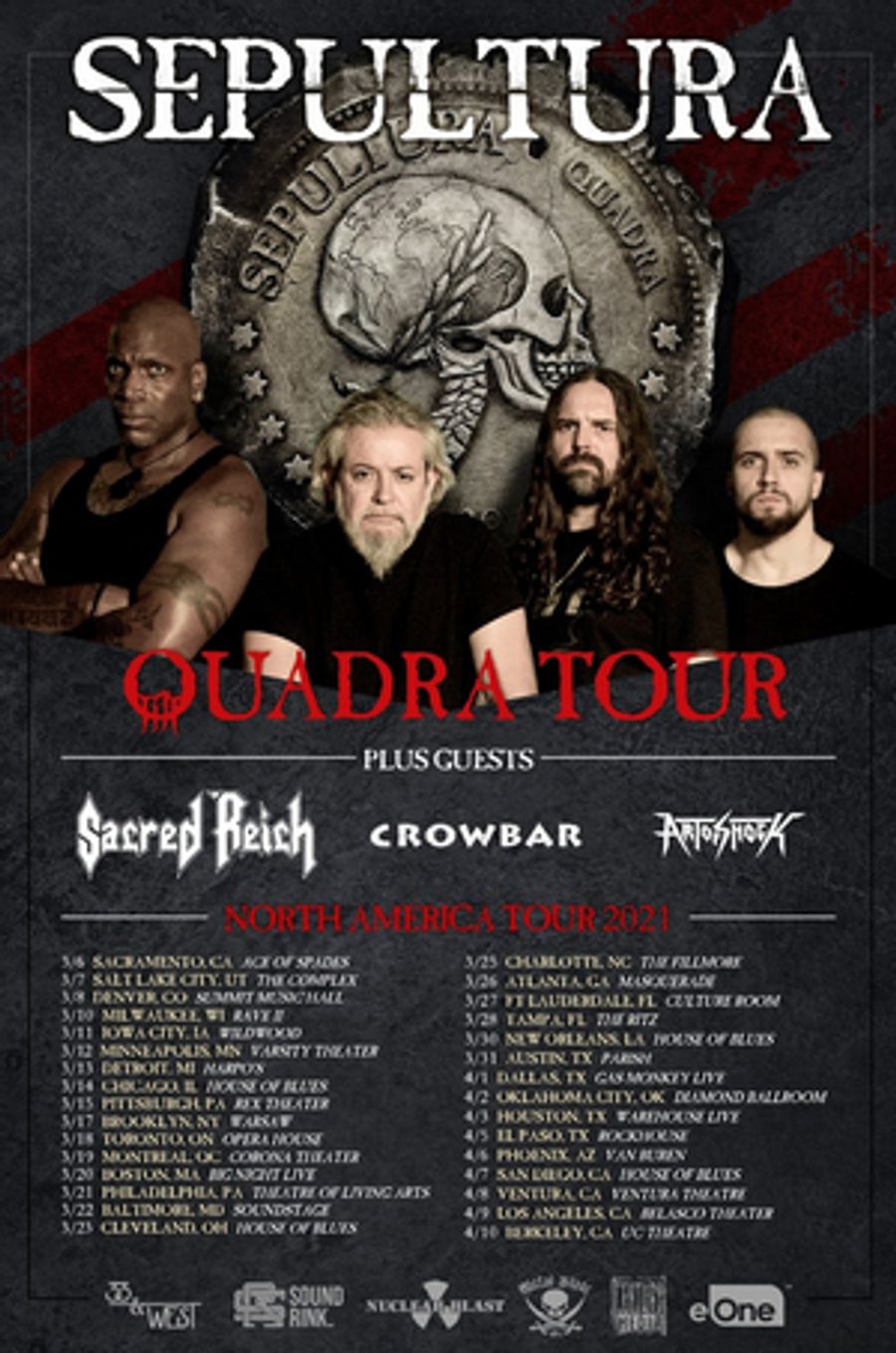 Art Of Shock Announces Rescheduled 2021 Dates For Sepultura North American Quadra Tour Image