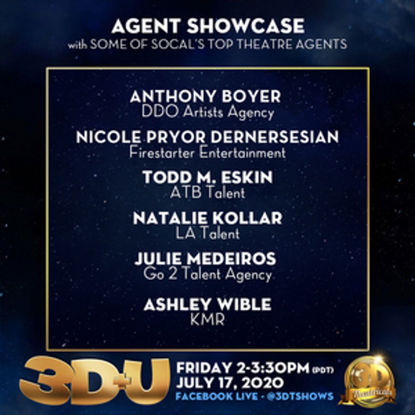 3-D THEATRICALS Announces July 17 3D+U Agent Showcase  Image
