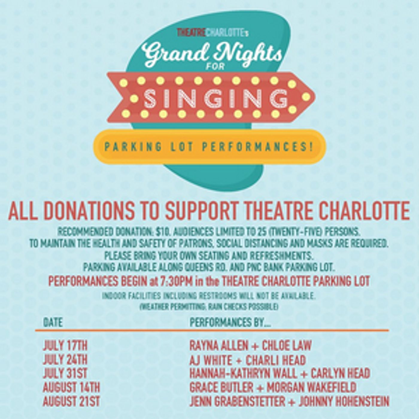Theatre Charlotte Announces Grand Nights for Singing: Parking Lot Performance Series Theatre Charlotte Announces Grand Nights for Singing: Parking Lot Performance Series Image